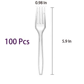 100 Pcs Clear Plastic Forks, Disposable Forks, BPA-Free, Heat Resistant, for Parties, Picnics, Event, Daily Use