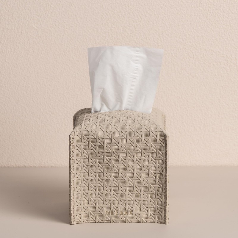 OLETHA Square Tissue Box Cover - Aesthetic Desk Decor for