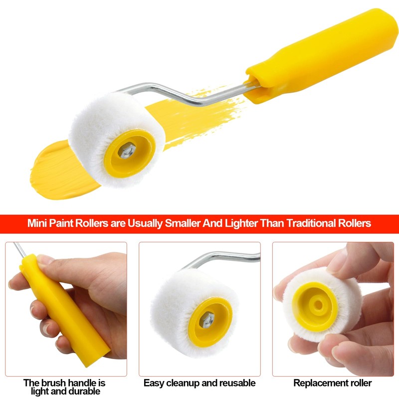MingQiEven 4/5 inch Mini Paint Rollers for Touch up Trim