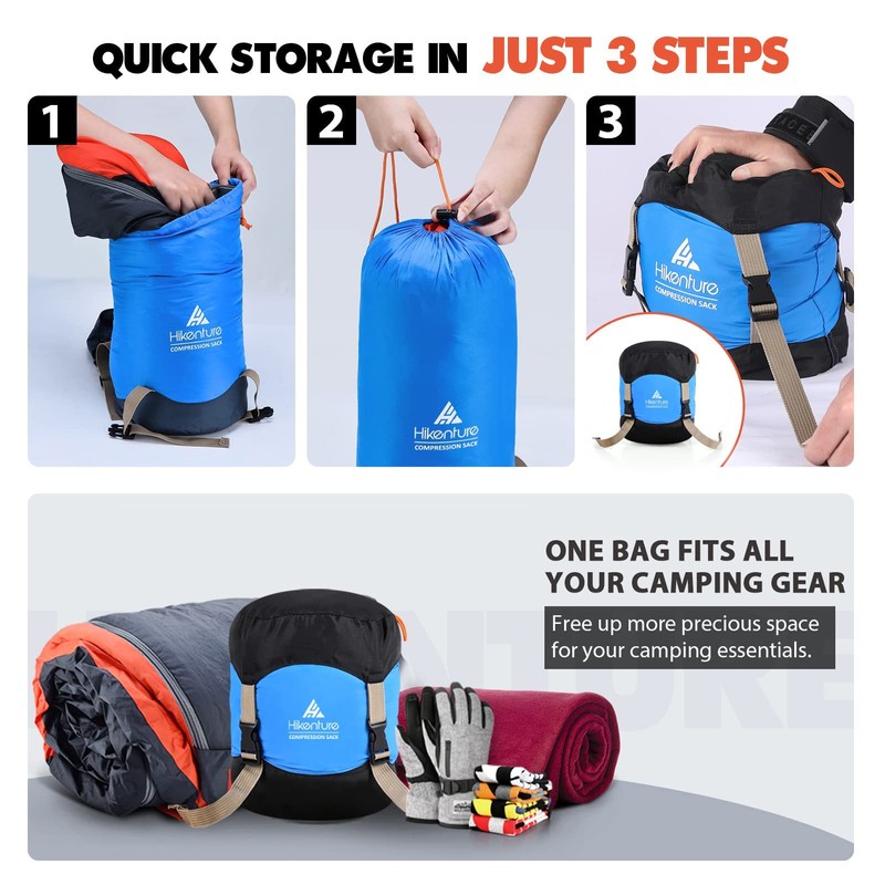 Hikenture Sleeping Bag Stuff Sack, Space Saving Compression Sack, Water-