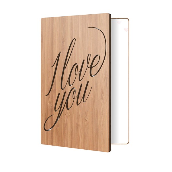 I Love You Card, Valentines Day Card Handmade with Real Wood, This Wooden Greeting Card is A Great Anniversary Card for Husband Or Wife