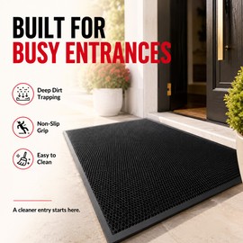 Non-Slip Dirt-Trapping Door Mat for Entryways - Thick Slow-Rebound Surface with Rubber Backing