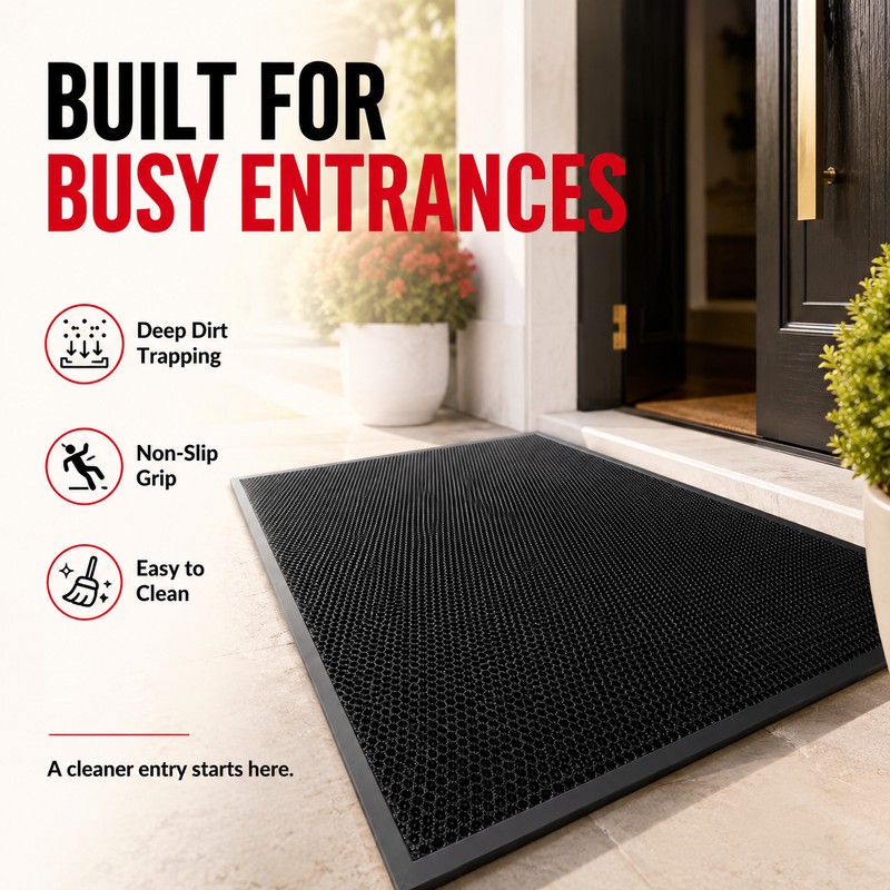 Non-Slip Dirt-Trapping Door Mat for Entryways - Thick Slow-Rebound Surface