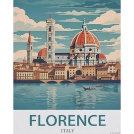 LAENAKR Paint by Numbers for Adults, Florence Italy, DIY Oil Painting Kits for Adults Without Frame with Brushes and Acrylic Pigment Paint by Numbers Canvas Arts Crafts for Home Wall Decor (50x40cm)