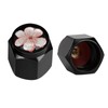 Cherry Blossom Floral Tire Valve Stem Caps, Aluminum Black Stem