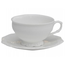 Teetasse Tasse mit Untertasse Porzellan weiß 'Provence' von Chic Antique