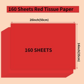woric 160 Sheets Red Tissue Paper for Gift Bags 20 X 14 Inches Gift Tissue Paper Bulk for Crafts Christmas Wedding Party Birthday Graduation Decorations