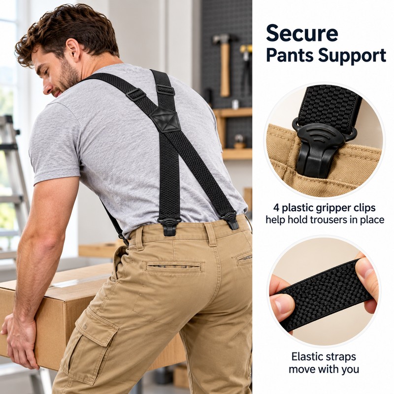 Heavy Duty Suspenders for Men – Adjustable 1.5-Inch Wide Elastic