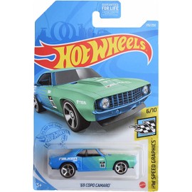 Hot Wheels '69 Copo Camaro, [Azul/Verde] Gráficos de velocidad 170/250 6/10