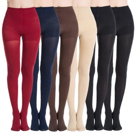 MANZI Women's 6 Pairs Opaque Control-Top Tights with Comfort Stretch 70 Denier Small