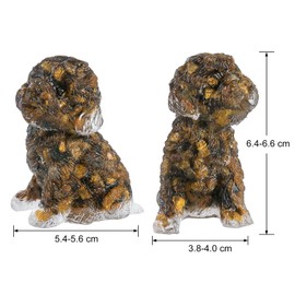 Nupuyai Poodle Figure Resin Crystal Dog Figure Decorative Healing Stone Puppy Statue Gemstone Animal Sculpture for Lucky Charm Home Office Decoration Tiger Eye