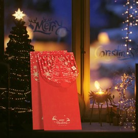 AVERZELLA Christmas Money Holder for Cash Gift 12 Pcs, Xmas Red Envelopes Money Envelopes with Gold Foil & Laser Cut, Christmas Currency Envelope Cash Stuffing Envelopes (Red))