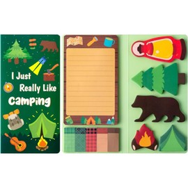 550 Sheets Cute Sticky Notes Set, 11 Designs Note Pads, Adorable Cartoon Writing Memo Pads with Fancy Divider Tabs for Kids Students School Office Supplies (Camping)