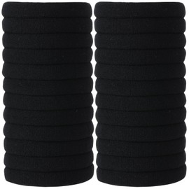 SUTHIA SUTHIA Large Black Hair Ties for Thick Curly Hair Elastic Band Ponytail Holder - 120 Bulk for Women, Girls, Kids, Men - 8MM Thick, No Damage, Soft, Nylon, Stretchy, Cloth, Seamless, Fabric, No Crease