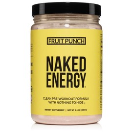 NAKED Fruit Punch Energy - Clean Pre Workout Supplement for Men and Women, Vegan Friendly, No Added Sweeteners, Colors Or Flavors - 30 Servings
