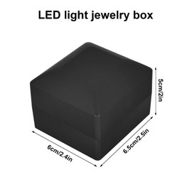 Ring Box With LED Light, Velvet Ring Boxs, Jewelry Display Gift Box with LED Internal Lighting, LED Lighted up Ring Storage Holder Display Case, for Proposal Engagement Wedding, 5.8*6.3*5cm, Black