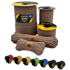 EdcX Paracord 4 mm, 35+ Solid Colours (10 m, 15 m, 30 m, 50 m, 100 m, 300 m), Ideal for Crafts, Camping, Outdoor, 100% Nylon Rope 4 mm, Tactical Cord 550 Type III (Tan, 10 m)