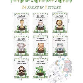 Heboland 24Pcs Jungle Safari Animals Coloring Books Bulk, DIY Coloring Book 5"x6.7"Jungle Safari Animal Party Favor for Kids Birthday, Goodie Bags Filler and Classrooms Themed Supplies