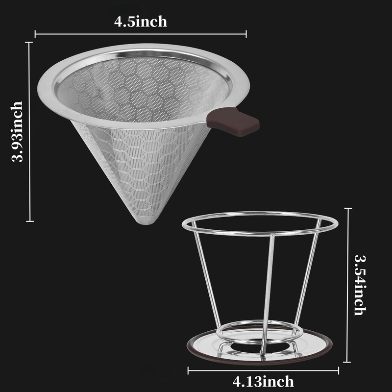 TECHSHARE Pour Over Coffee Dripper, Coffee Filters with 800 Mesh
