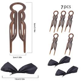 7PCS Lexziuo Plastic U-Shaped Magic Grip Hairpin Set: Robust and Versatile for Fine, Thick, and Long Hair - Essential Styling Accessories (BROWN)