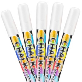 Liquid Chalk Markers [Pack of 5] for Business: Liquid Chalk Markers for Blackboard, Liquid Chalk Markers for Glass, Liquid Chalk Markers, Liquid Ink Markers, White Liquid Chalk