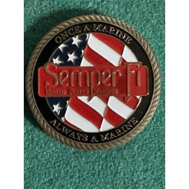 US Marine Corps Challenge Coin Semper FI USMC Core Values Marine Collectible