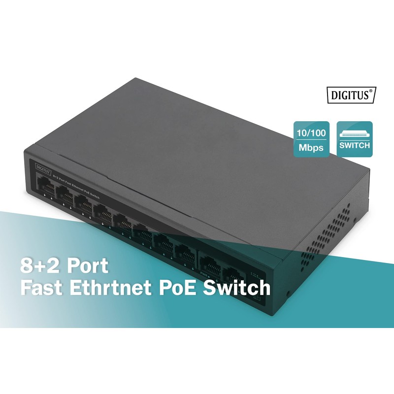 DIGITUS PoE Network Switch - 10 Port - Fast Ethernet
