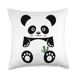 Panda Bamboo Cute Big Eyes Anime Japanese Panda Happy Throw Pillow