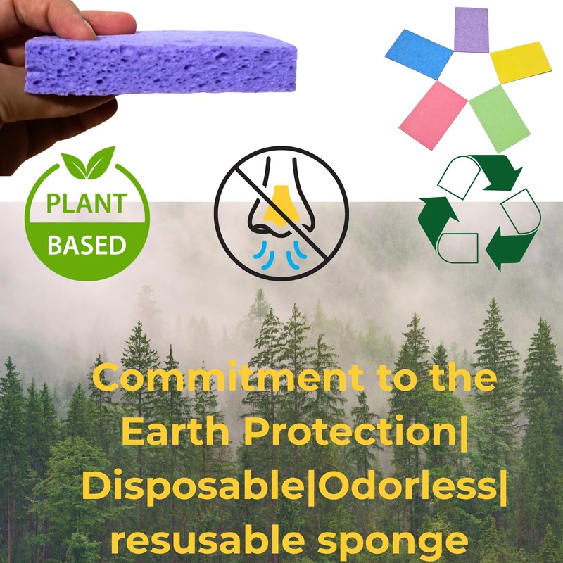 Glowvision Trade Expandable Cellulose Sponges, Heavy‑Duty Flat‑to‑Big Kitchen Scrubbers (5‑Pack)