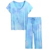 Joyaria Womens Light/Lightweight Pajamas Short Sleeve V Neck Capri PJ