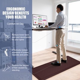 WEZVIX Cushioned Kitchen Mat 2 PCS, Anti Fatigue Kitchen Rugs, Heavy Duty Kitchen Rugs and Mats Non-Skid, Ergonomic Comfort Foam Kitchen Floor Mat for Home, Office, Sink, Laundry - Brown