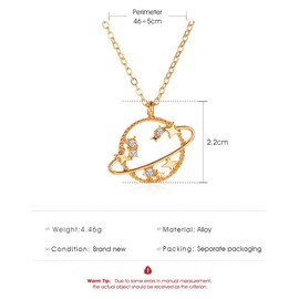 Saturn Necklace - Dainty Gold Chain Planet Pendant Choker Necklace for Women,Charm Space Necklace Prom Jewelry for Girls