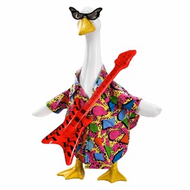 MZU Funny Retro Porch Goose Outfit for 17/23 Inch Lawn Geese, 80s 90s Hawaiian Beach Disco Goose Clothes with Sunglasses & Instrument Accessories