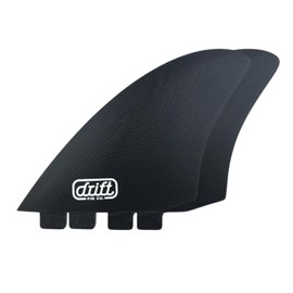 Drift Fin Co. - Mid-Twin Surfing Fins | Twin Fin Surfboard Fin Set | Solid Fiberglass | Surfboard Fins |, Large, Black (FCS1)