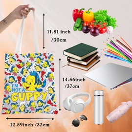 WZMPA Fish Flounder Tote Bag Flounder Fans Gifts I'm Not A Guppy Flounder Shoulder Bag Flounder Merchandise (I'm Not A Guppy TG)