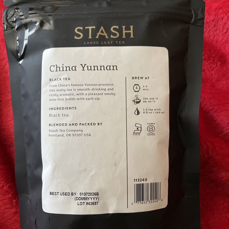 Stash Loose Leaf China Yunnan Black Tea 3.5 Ounce BBD