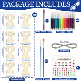 gisgfim 16 Pack Easter Cross Wind Chime Crafts Kits for Kids Make Your Own Sunday School Craft Religious Christian Crafts Wooden DIY Arts for Party School Classroom Decorations Supplies Birthday Favor