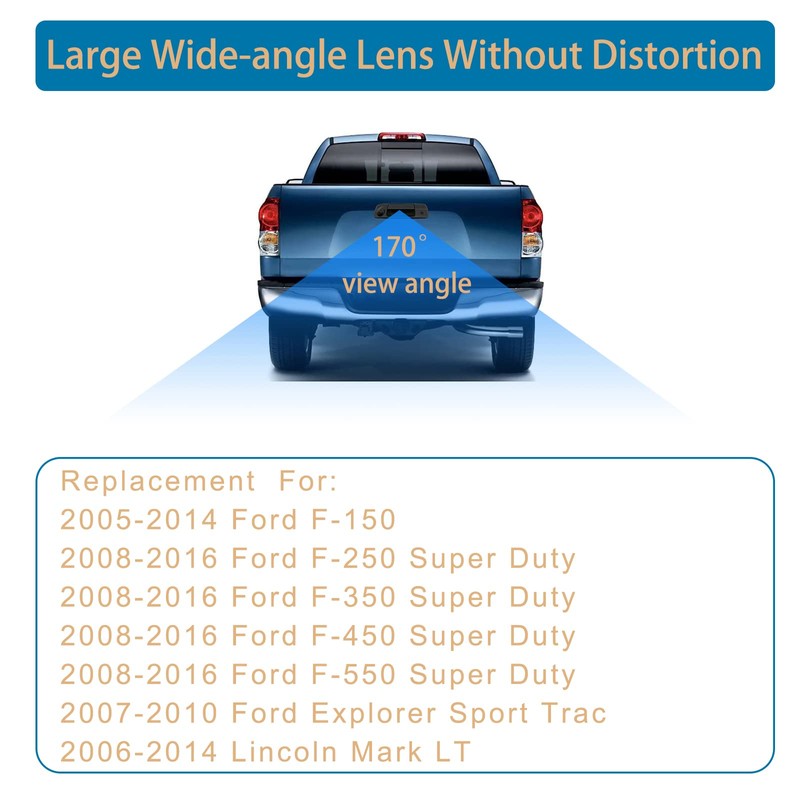 Rear View Camera, w/Tailgate Handle, Compatible with 2005-2014 Ford F150,