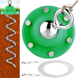 Eurmax USA 360° Swivel Pet Dog Tie Out Stake Bonus 17FT Dog Tie Out Cable Dog Anchor Heavy Duty Dog Yard Stake Rust Proof Anchor Dog Tether （Green）