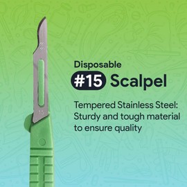 FifthPulse Disposable Surgical Scalpel Knife #15 - Ten Individually Wrapped Sterile Scalpel Blades - Surgical Blade Scalpels With Safety Grip