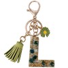 HAISWET Keychain Alphabet Green Leaf Keyring Bag Charm Tassel Purse