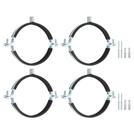 sourcing map 4 Pcs Adjustable Pipe Bracket Clamp, 5"(127mm) Wall Ceiling Mount Split Ring Pipe Hanger Galvanized Iron Pipe Strap Support with Screw & Expansion Tube for Pipe Tube