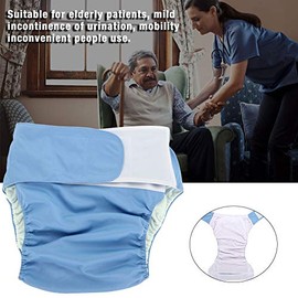 Pañal de Tela para Adultos Reutilizable, Ropa Interior Protectora de Incontinencia Unisex, Pañal Grande Lavable y Ajustable para Pacientes de Edad Avanzada para Hombres o Mujeres (Azul)