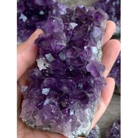 GAF TREASURES - Racimo de amatista púrpura profundo, geoda de amatista natural, drusa de amatista, vidrio de amatista crudo (0-0.25 libras)