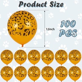 100 Pcs Leopard Print Balloons, LIYDE 12 Inches Leopard Balloons Animal Leopard Pattern Latex Balloons Helium Leopard Print Balloons for Wedding Birthday Animal Theme Party Decorations
