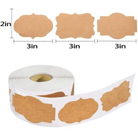 300 Pcs 2'' x 3''Natural Kraft Tags Sticker Self-Adhesive Customize Holiday Gift Stickers Labels for Jars Christmas Gift Name Tags Mason Jars