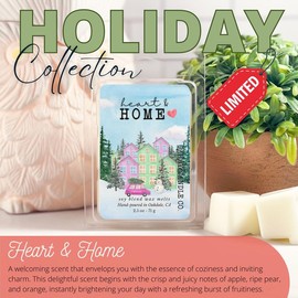 Clean Soy Blend Wax Melts Candle Decor with 50  including holiday favorite fragrances, smokeless fragrance for your home   Freshener Scented - Scent: Heart & Home