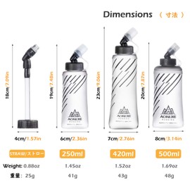 TRIWONDER TPU Folding Water Bottle Water Bottle Sports Bottle Running Marathon Cycling Climbing Hydration Soft Water Bottle (Grey 420ml - 2 Pack)