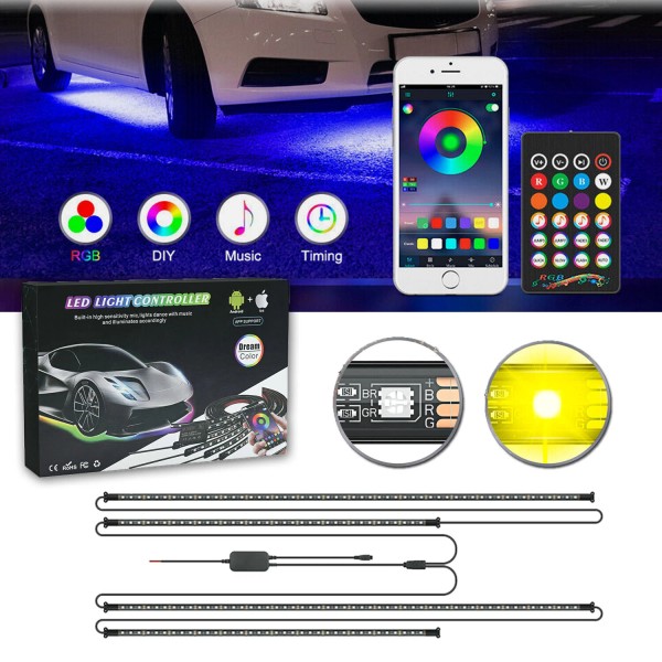 MICTUNING RGB LED Strip Under Car Tube Underglow Underbody System
