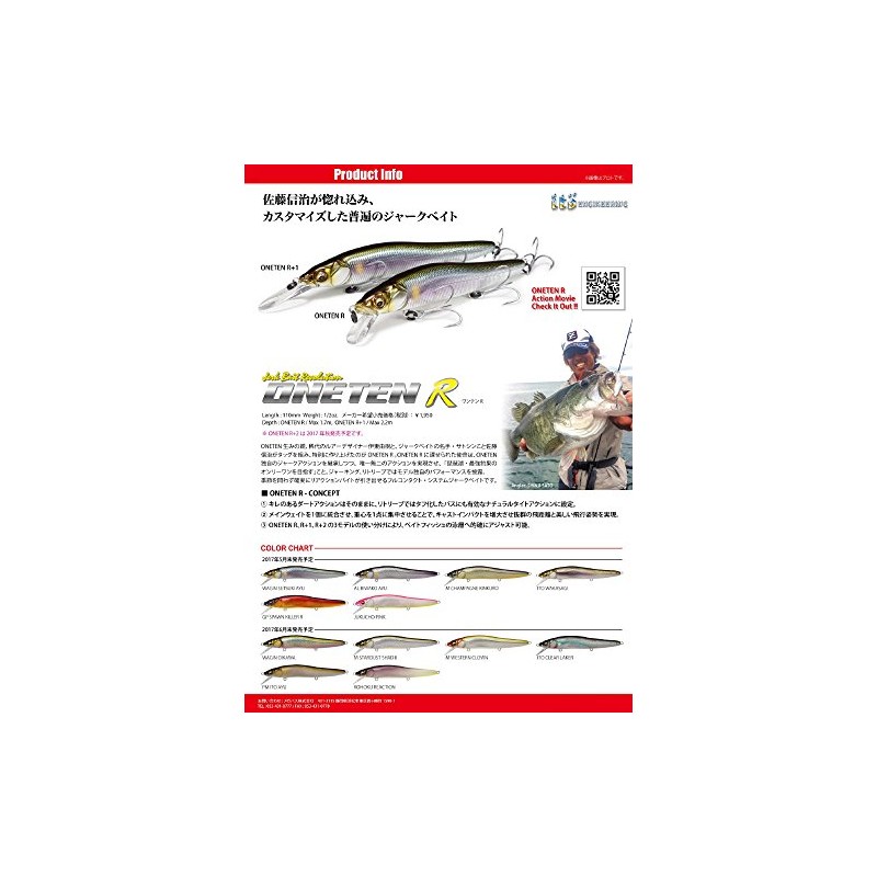Megabass LURE VISION ONETEN R+1-14, per unit, Ayu, 11, Floating